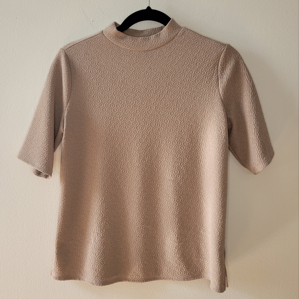 High-Neck Beige Top - Worthington